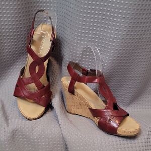 Aerosoles Plush Plenty Strappy Wedge Peep Toe Sandals Size 10